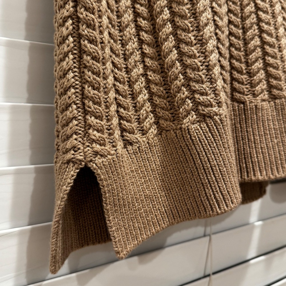 NEW $178 L'Academie Los Angeles Tan V Neck‎ Cable Knit Mesh Sweater Vest Women S - Picture 6 of 7